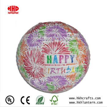 14" Fireworks Printable Collapsible Handicraft Globe Paper Lanterns for Holiday Festival Party