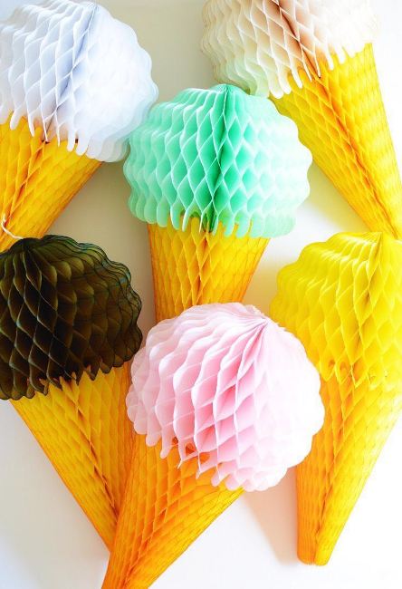 Sweet Party Paper Decoration Ice Cream Shape Tissue Paper Honeycomb Ball