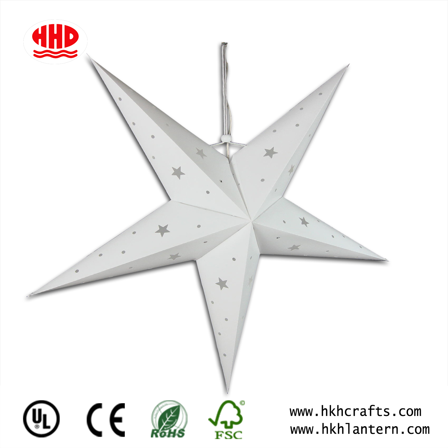 Star Lantern Lampshade Handmade Paper Star Pentagram Lampshade for Valentine's Day Wedding Party Home Hanging Decor