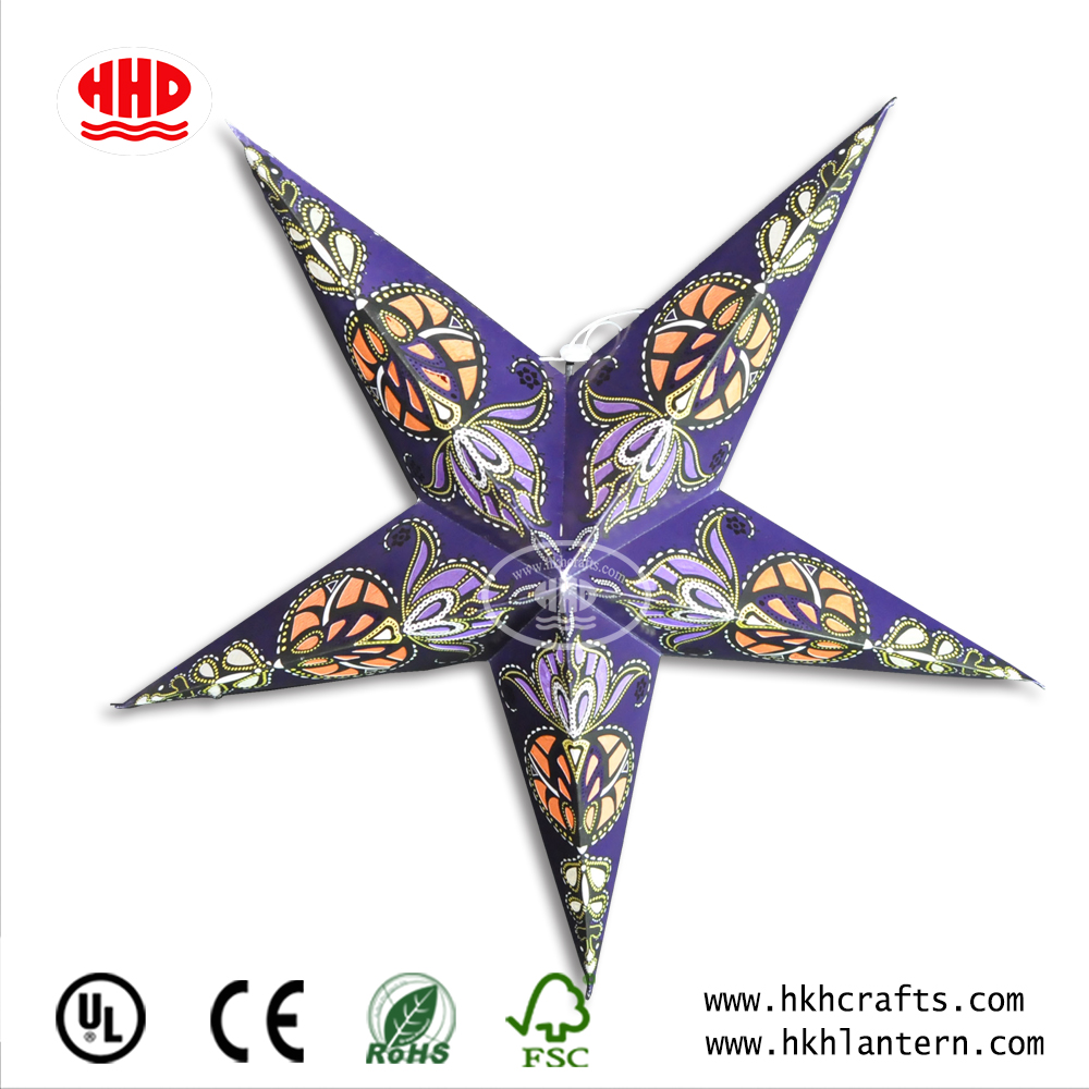 Chinese Supplier Christmas New Paper Star Lantern Pattern Origami Led Light