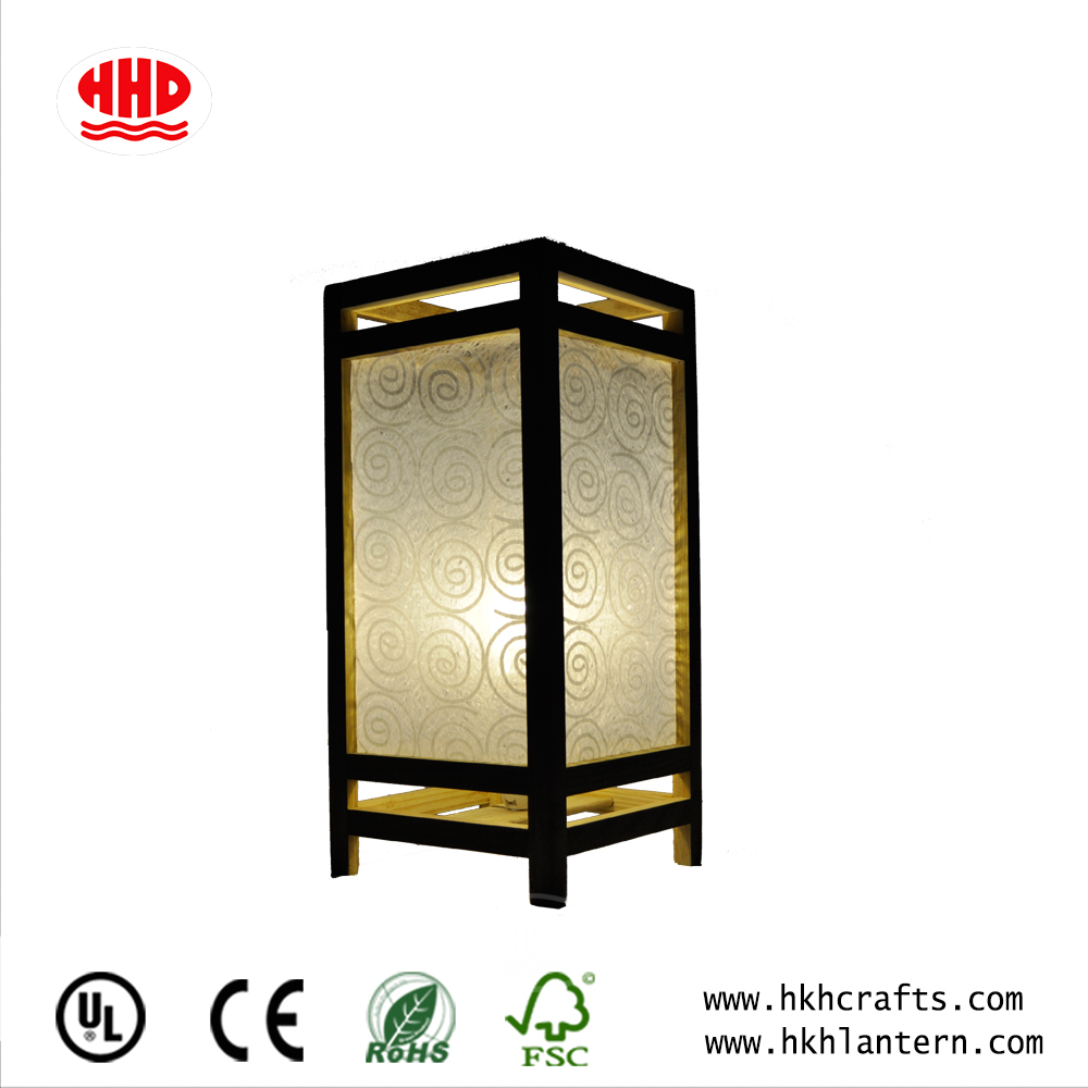 Japanese Inspired Paper Shade Table Lamps with Wood Frame Finished for Home Decor