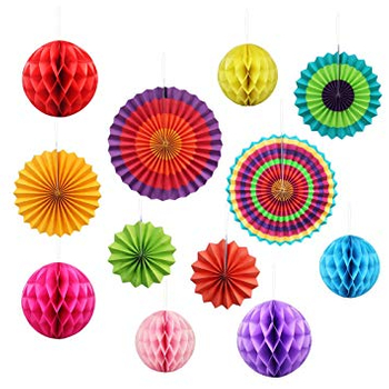 Factory Bulk Sales Multi Color Round Paper Fan Home Party Decoration in Variety Dimension