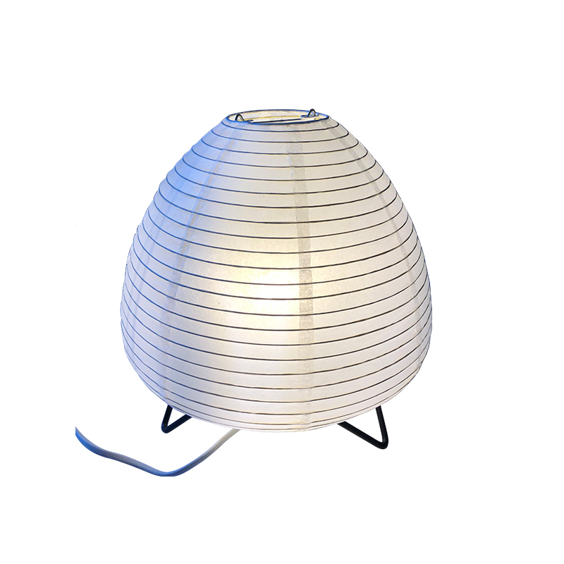 White Egg Handmade Metal Base Supporting Paper Fold Shade Table Lamp 